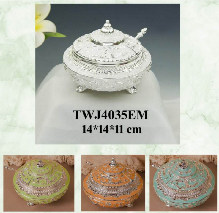 Ornate Wedding Gifting Bowl with Lid & Spoon (TWJ4035EM)