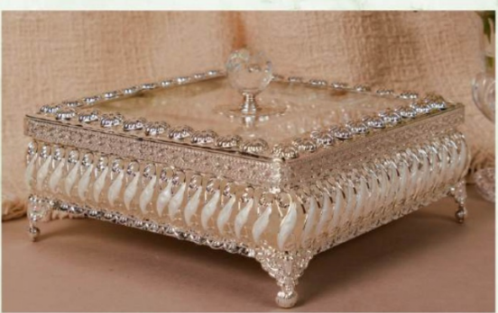 Luxury Decorative Square Box with Glass Lid