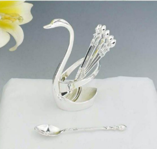 Elegant Swan Spoon Holder Set with Spoons