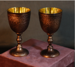 Vintage Brass Finish Goblet Candle Holders (Set of 2)