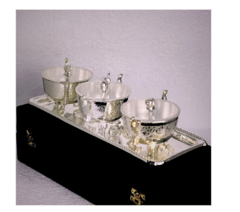 Silver-Plated Bowl Set with Tray (3 Pieces)