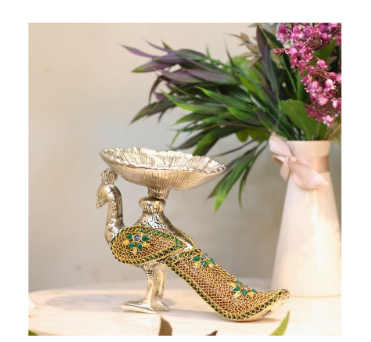 Peacock Decorative Bowl with Enamel Work