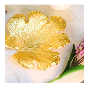 Golden Floral Leaf Decorative Bowl