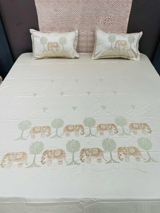 Elephant & Tree Print Bedsheet Set
