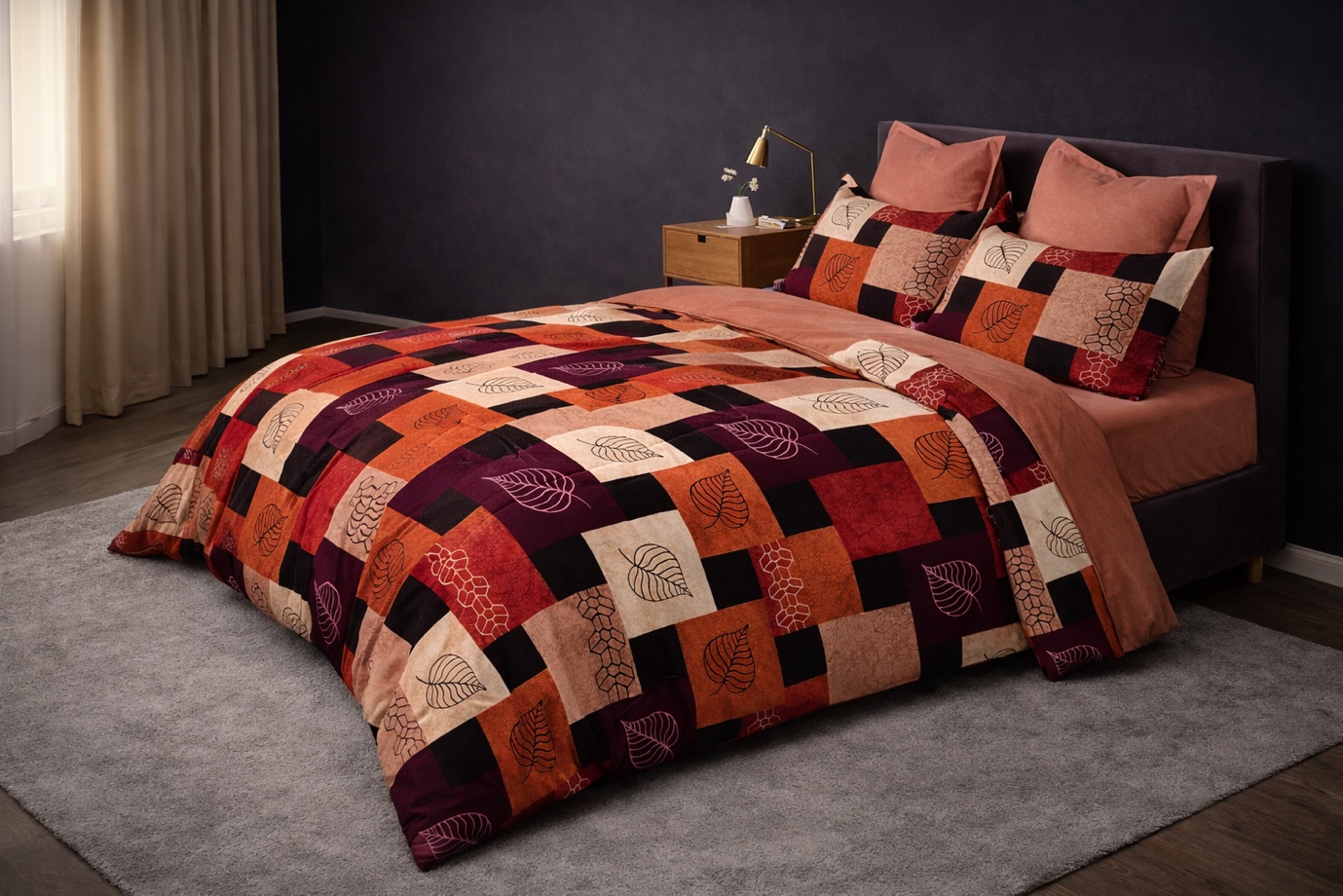 100% Cotton Printed Double Bedsheet Set with 2 Pillow Covers