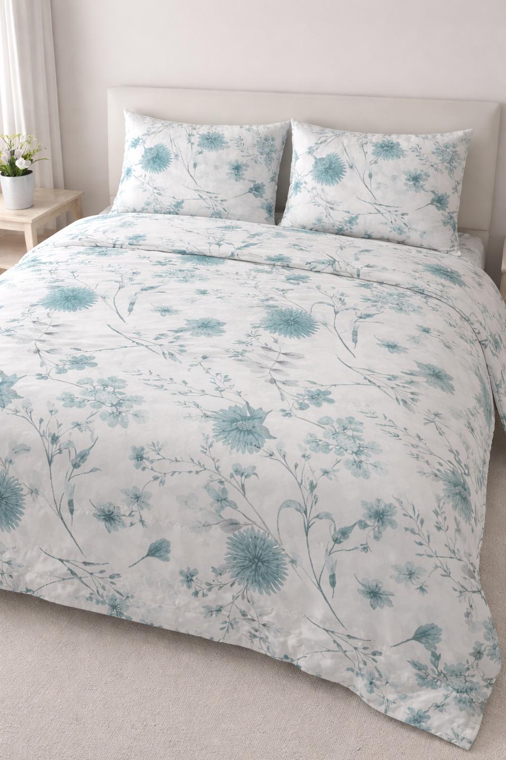 100% Pure Cotton Floral Botanical Print Double Bedsheet Set with 2 Pillow Covers